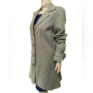 Long Legs Olive-Tan Button-Front Trench Coat